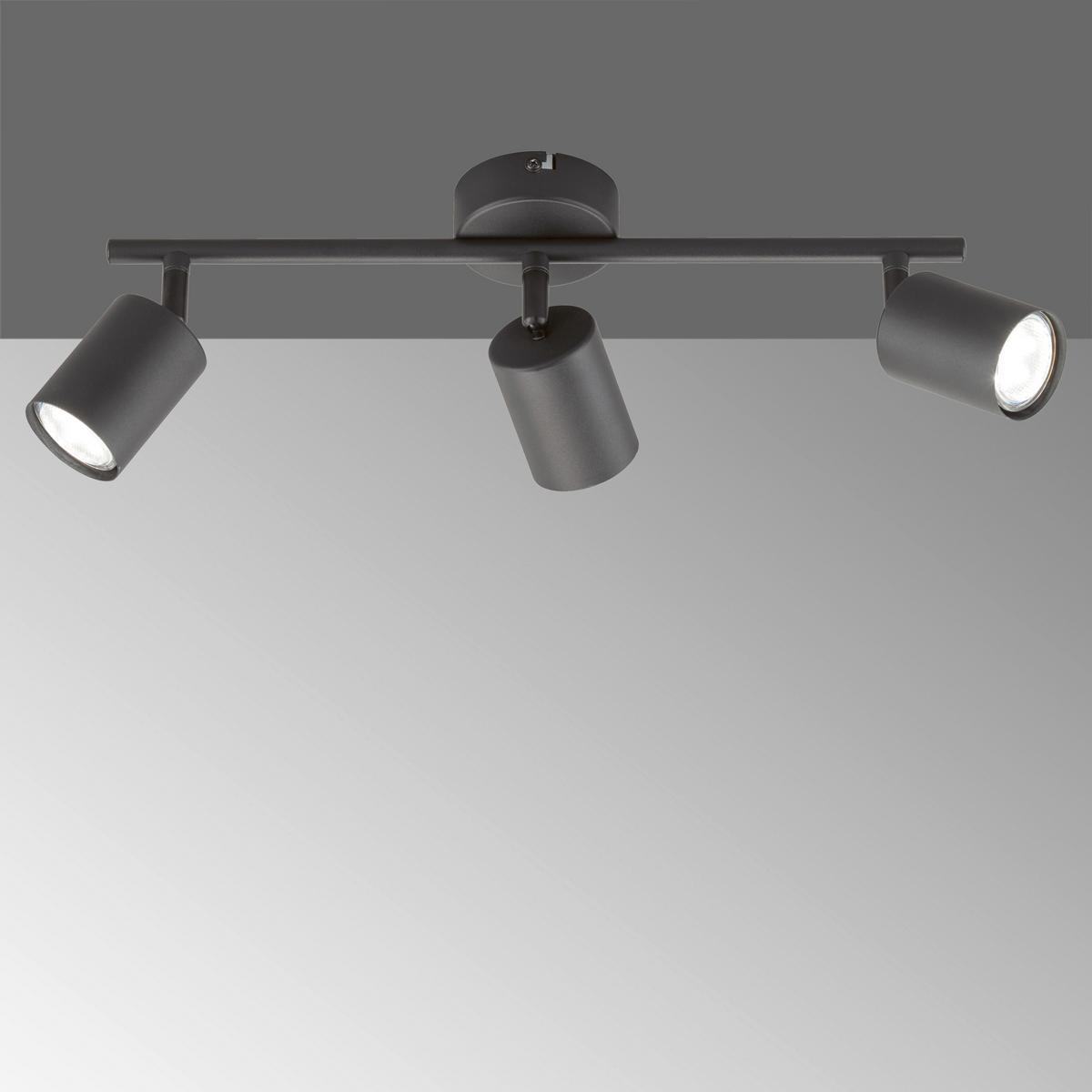 Led-deckenleuchte Vano L: 30 Cm, Drehbar, 3-Flammig - Schwarz, Basics, Metall (42/8/12cm) - Fischer & Honsel