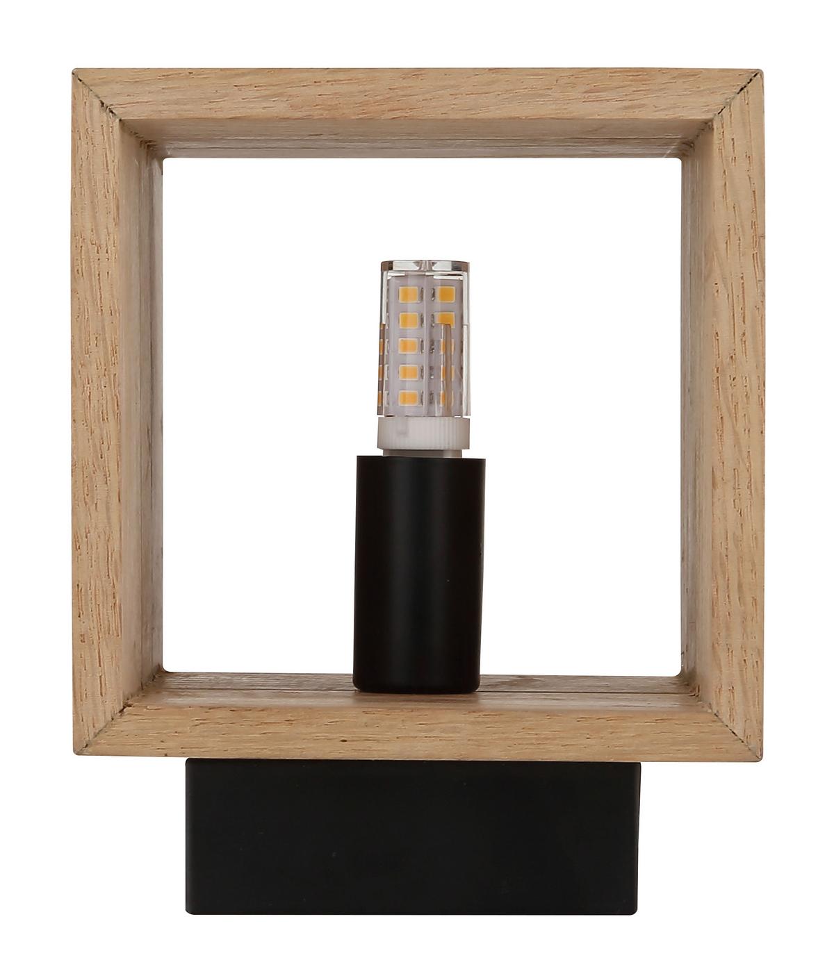 Wandleuchte Holz/Metall 230V Braun/Schwarz - Schwarz/Braun, Design, Holz/Metall (11/11cm) - Globo