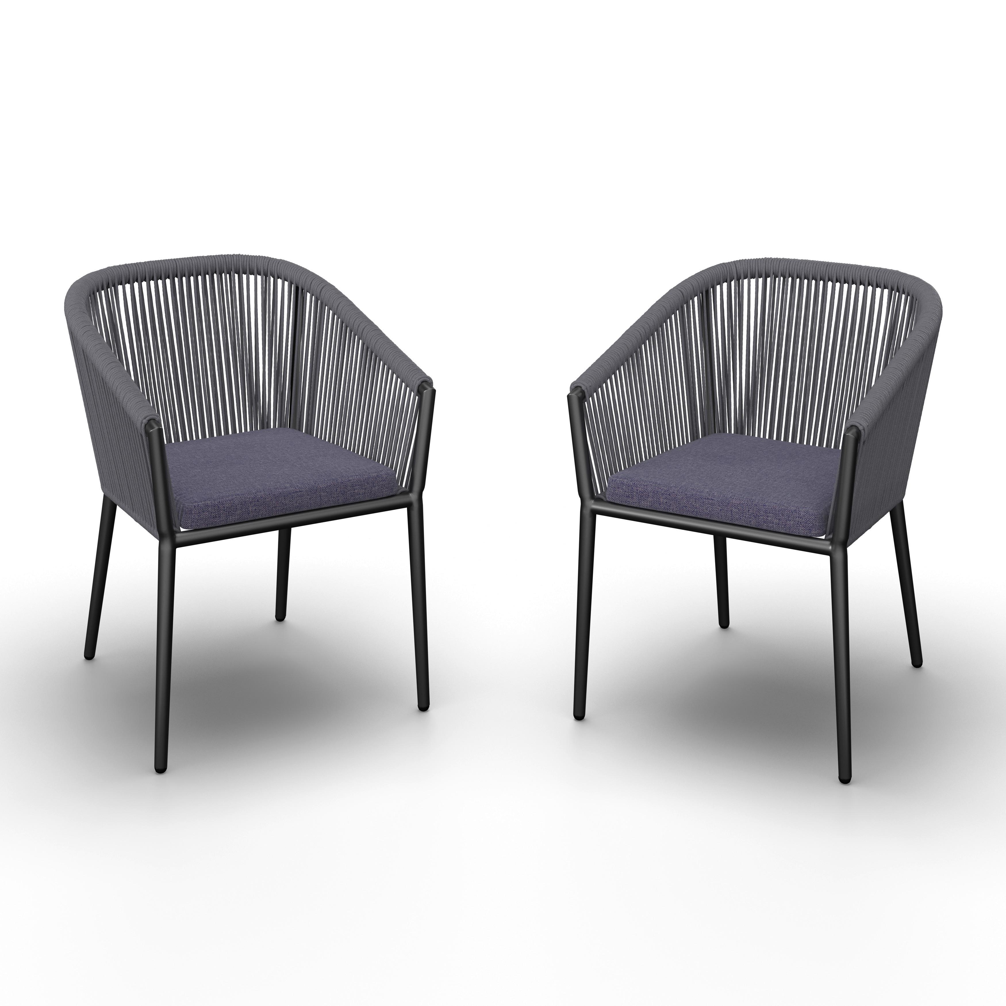 SADA ZÁHRADNÝCH KRESIEL BENICIA - modrá/čierna, Modern, kov/textil (55/76/63cm) - Bessagi Garden