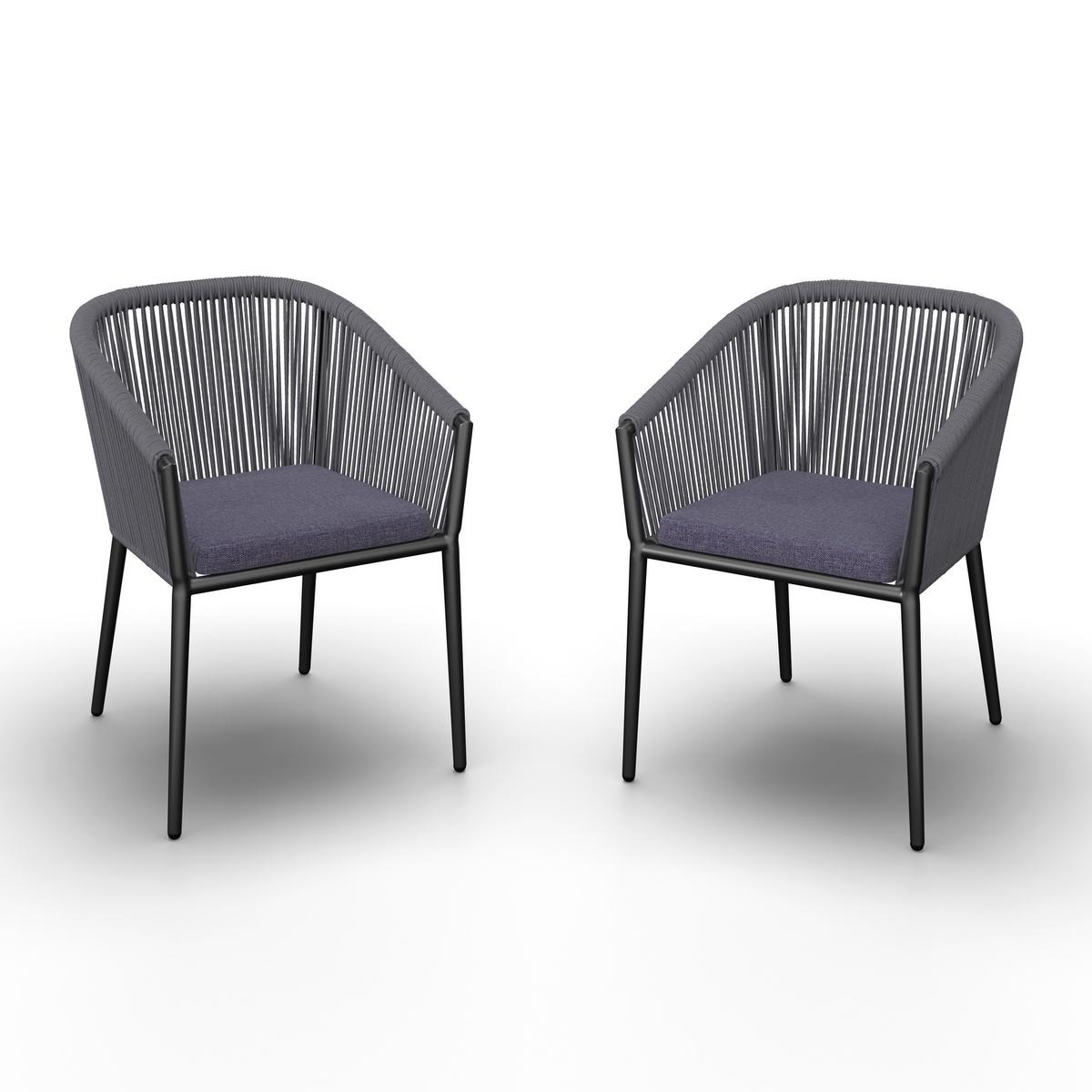 SADA ZAHRADNÍCH KŘESEL BENICIA - modrá/černá, Moderní, kov/textil (55/76/63cm) - Bessagi Garden