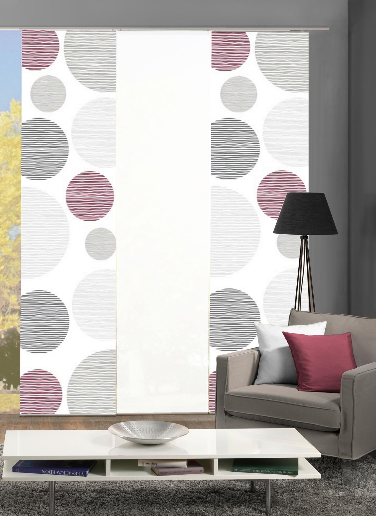 Flächenvorhang 3er Set Borden - Bordeaux, Design, Textil (60/245cm) - Schmidt W. Gmbh