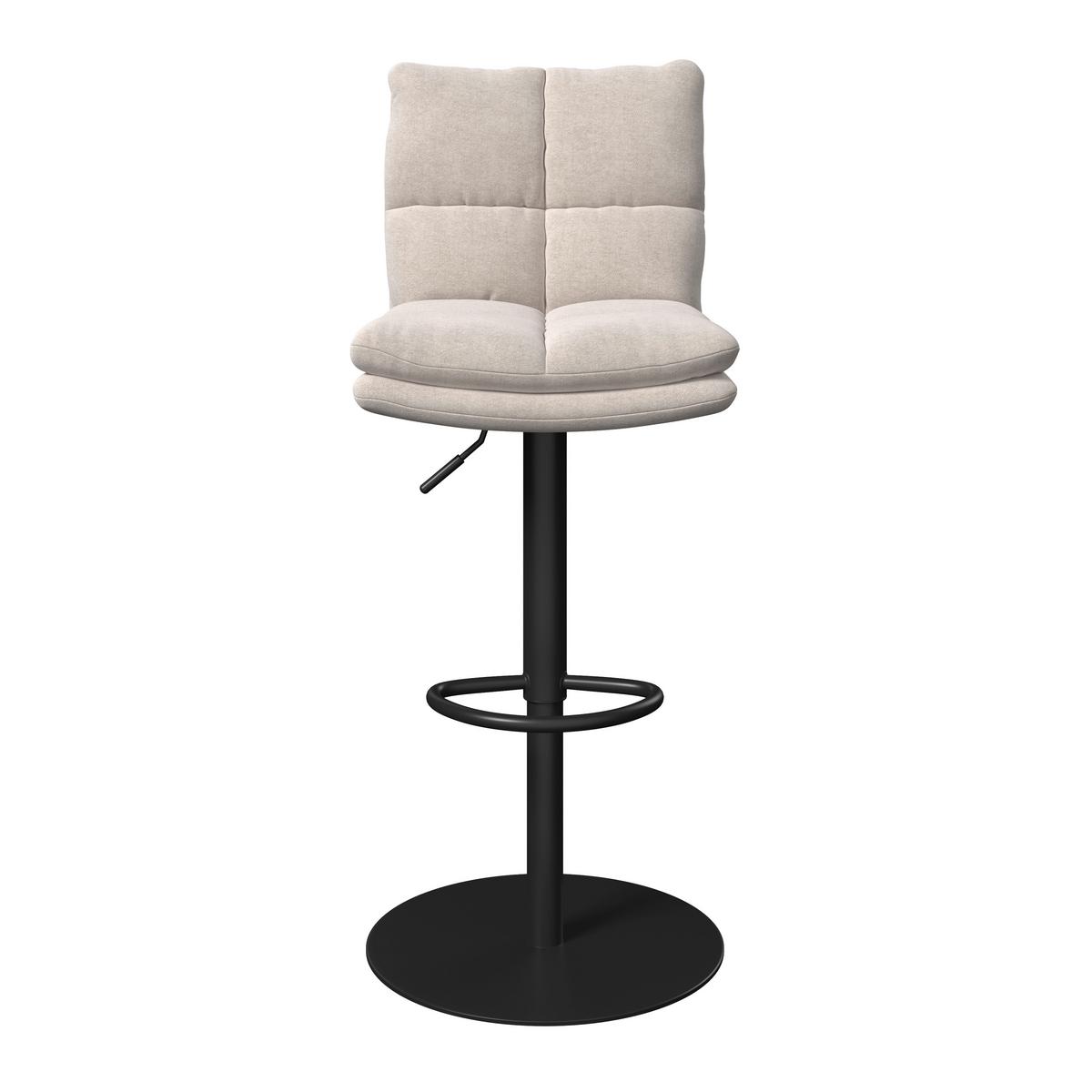 Barová stolička Caja, krémová - čierna/krémová, Modern, kov/drevo (47/87-107/49cm) - Bessagi Home