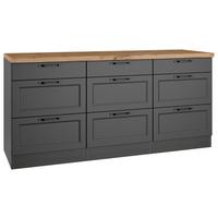 Küchenunterschrank Meran B: 180 cm Grau/Eiche Dekor - Eiche Wotan/Grau, LIFESTYLE, Holzwerkstoff (180/86/60cm) - Held