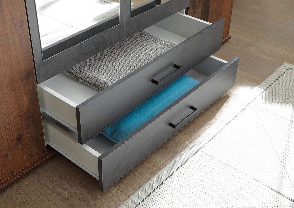 Drehtürenschrank Mit Spiegel 159 Cm Chicago, Akazienfarben - Schieferfarben/Akaziefarben, Basics, Glas/Holzwerkstoff (159/196/53,5cm) - MID.YOU