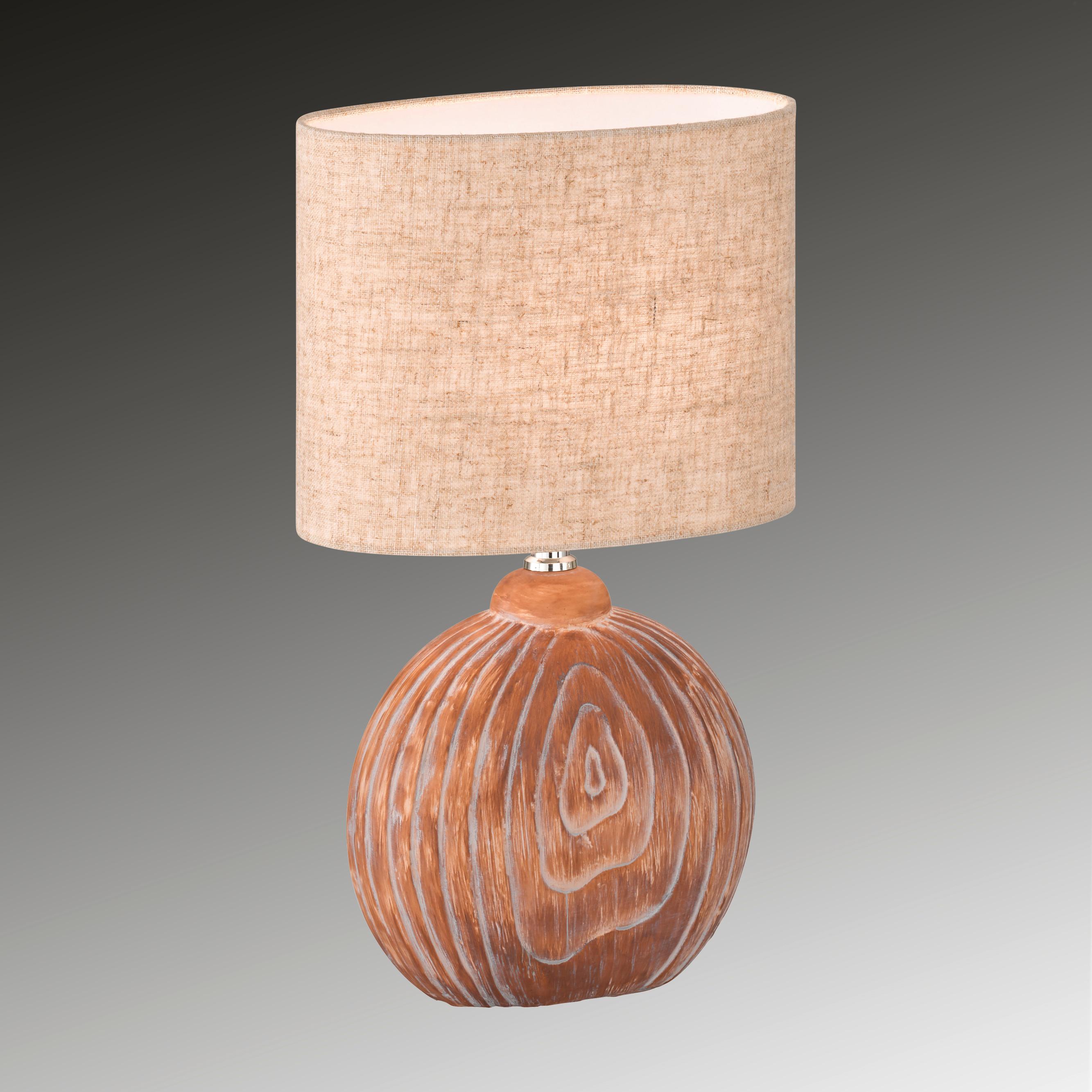Tischlampe Sandfarben mit Schnurschalter - Sandfarben/Eukalyptusholzfarben, Design, Keramik/Textil (13/39/23cm) - Fischer & Honsel
