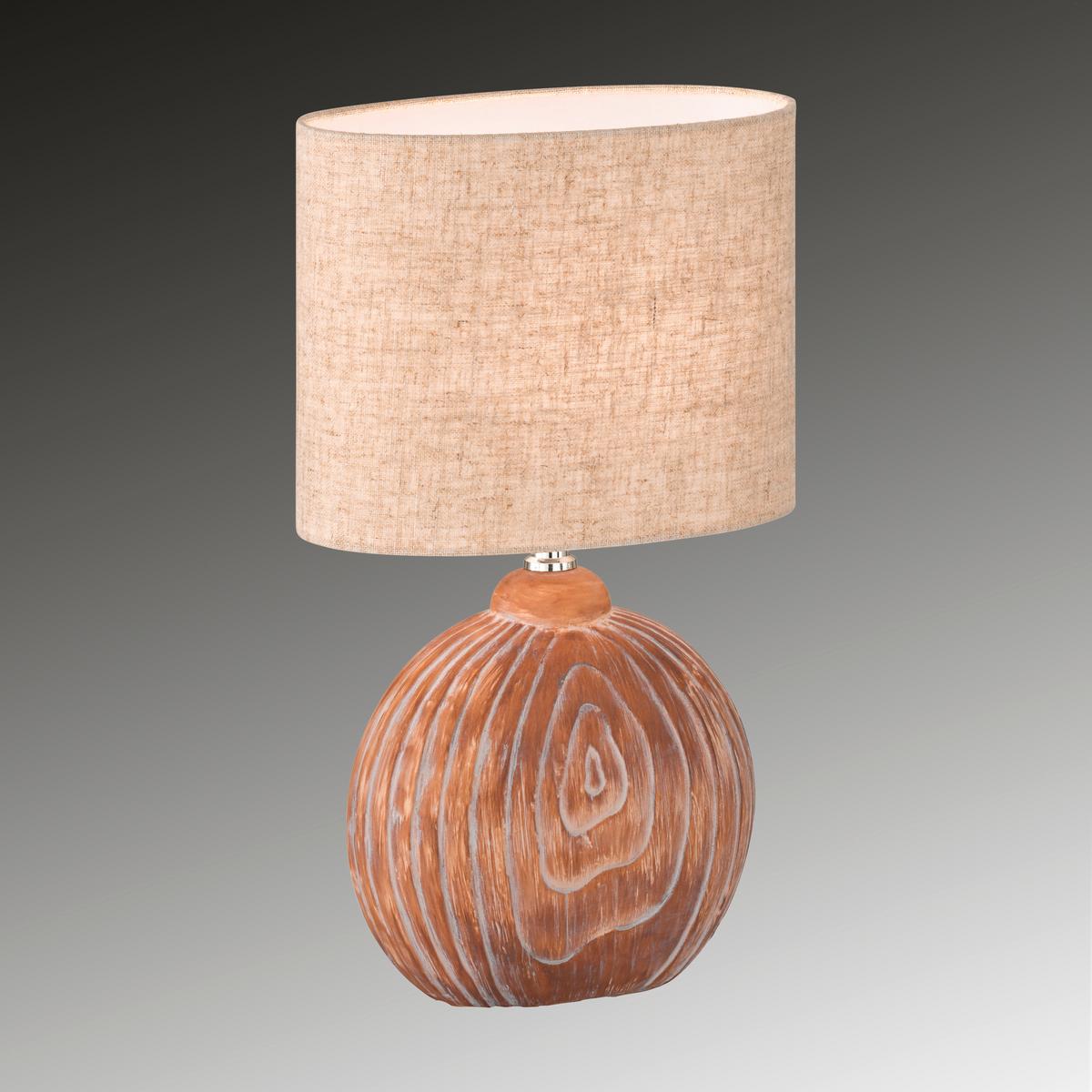 Tischlampe Sandfarben mit Schnurschalter - Sandfarben/Eukalyptusholzfarben, Design, Keramik/Textil (13/39/23cm) - Fischer & Honsel