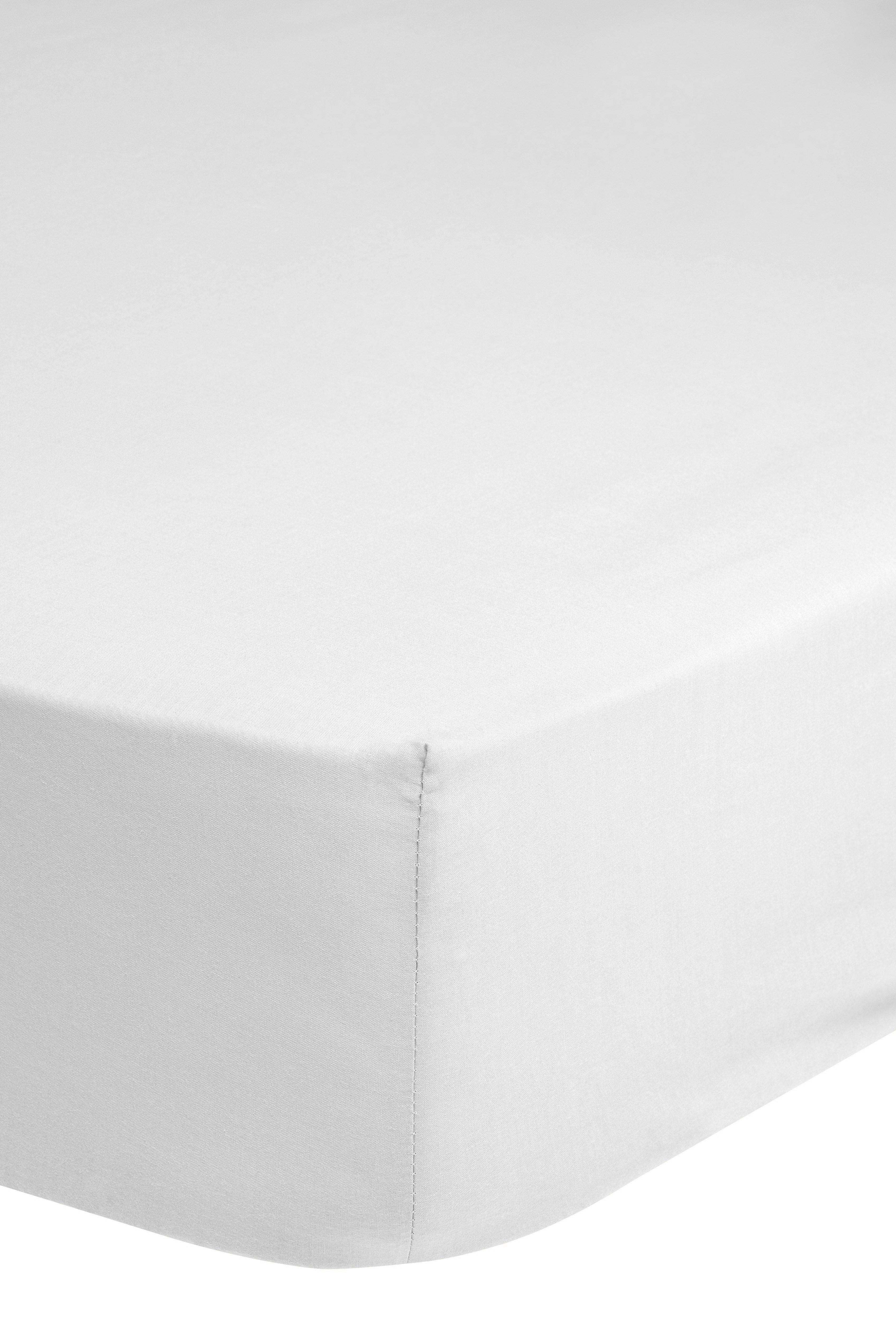 Spannleintuch Satin Weiß 140x200 Cm Baumwolle - Weiß, Basics, Textil (140/200cm) - MID.YOU