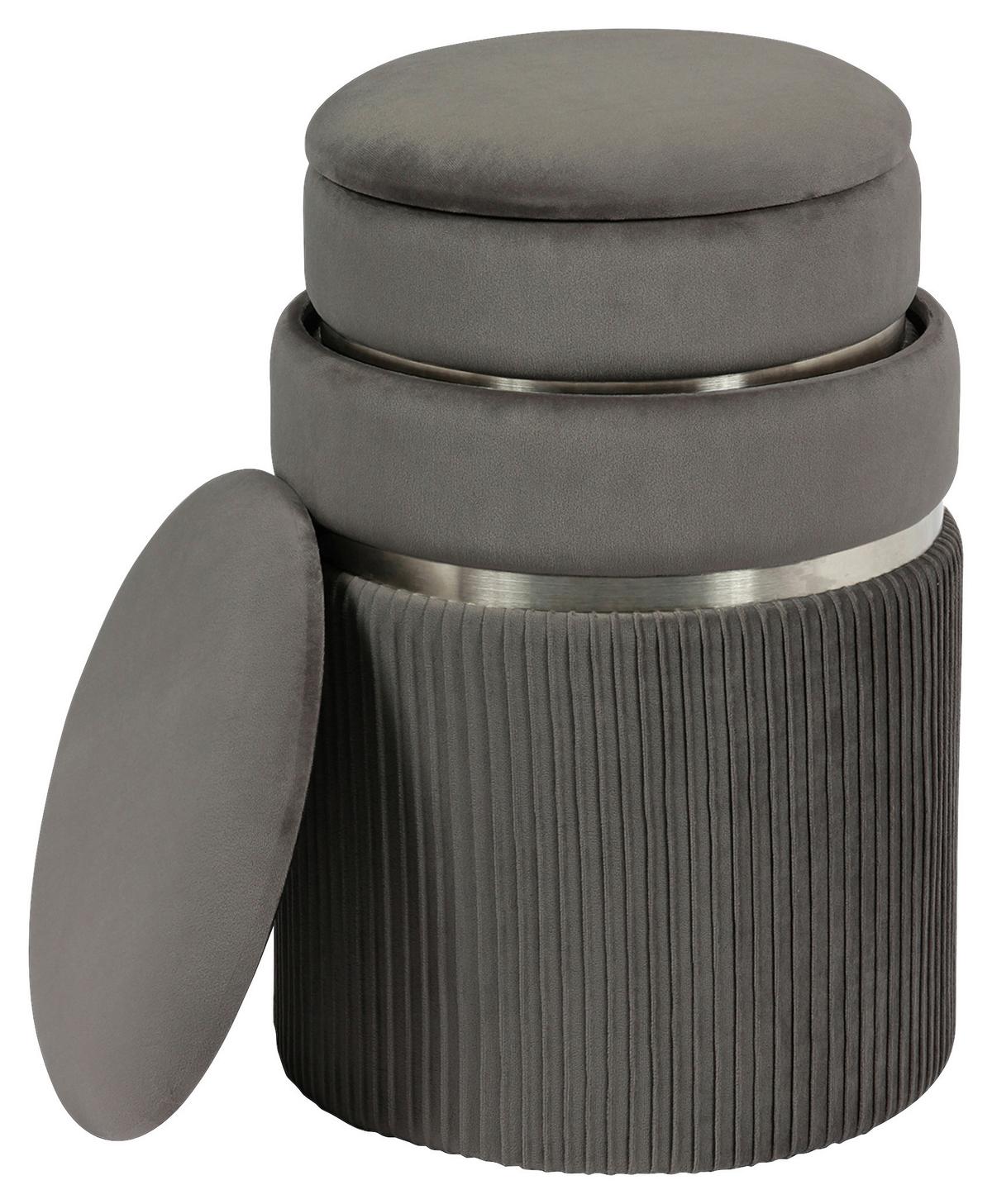 Hockerset Zora 325 Grau/Silberfarben D: 36/31,5cm - Silberfarben/Grau, KONVENTIONELL, Textil/Metall (31,5/36/38/44/31,5/36cm) - Kayoom