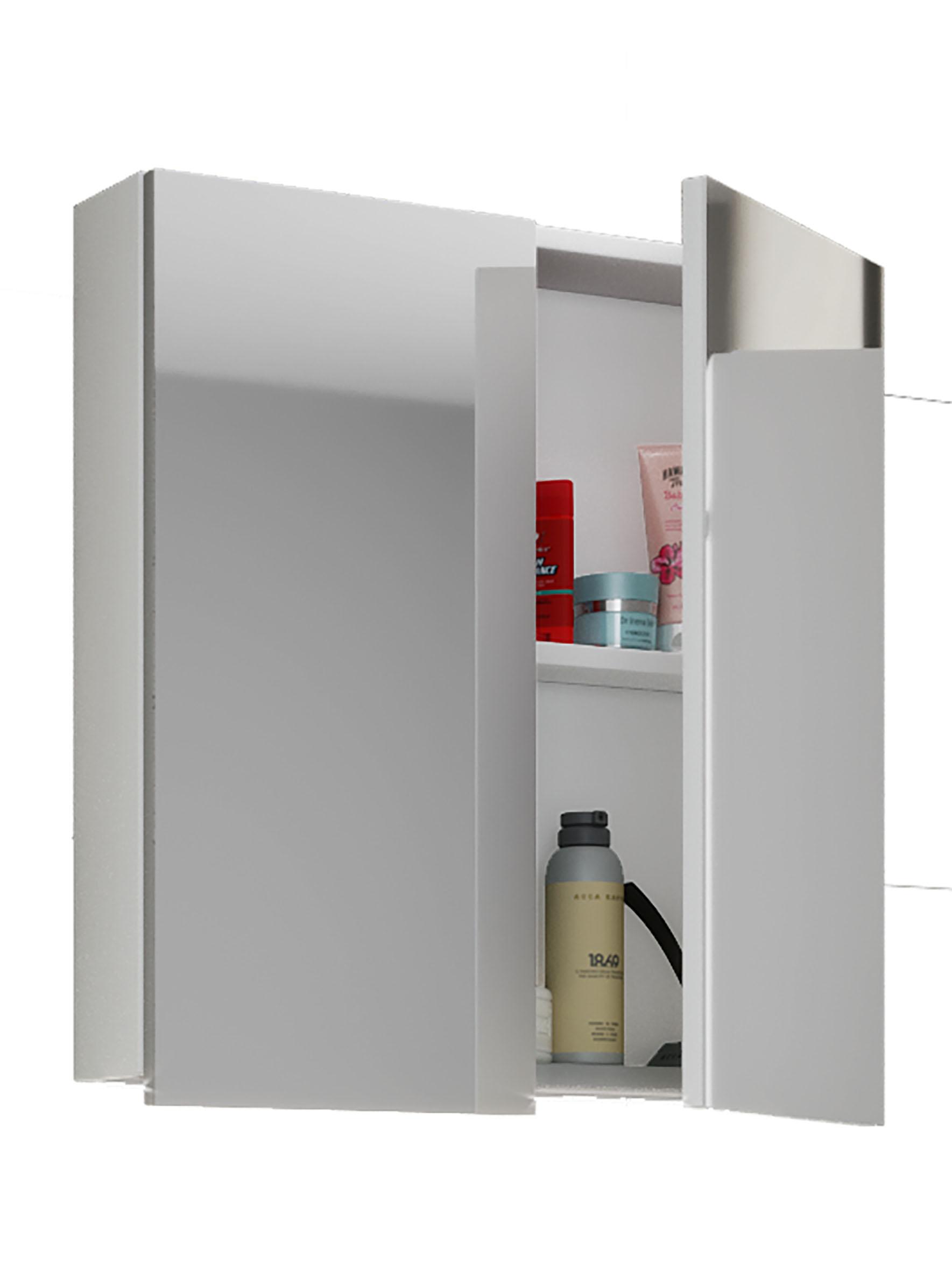 Spiegelschrank Vcb 2-Türig BxHxT: 80x59x12 cm Weiß - Weiß, Basics, Glas/Holzwerkstoff (80/59/12cm) - MID.YOU