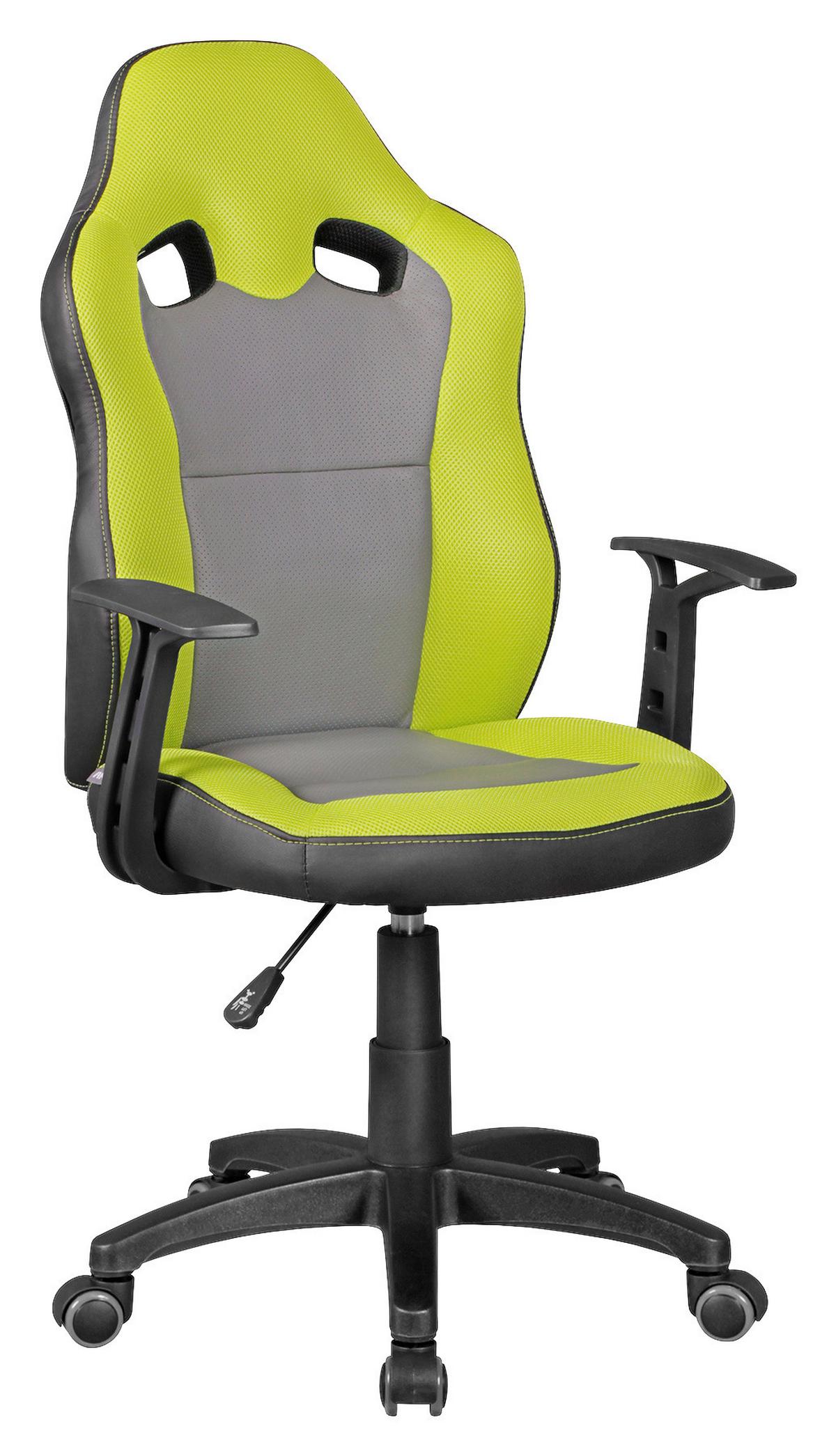Otočná židle pro dítě Speedy šedá/zelená - šedá/černá, Moderní, textil/plast (60/102/60cm) - MID.YOU