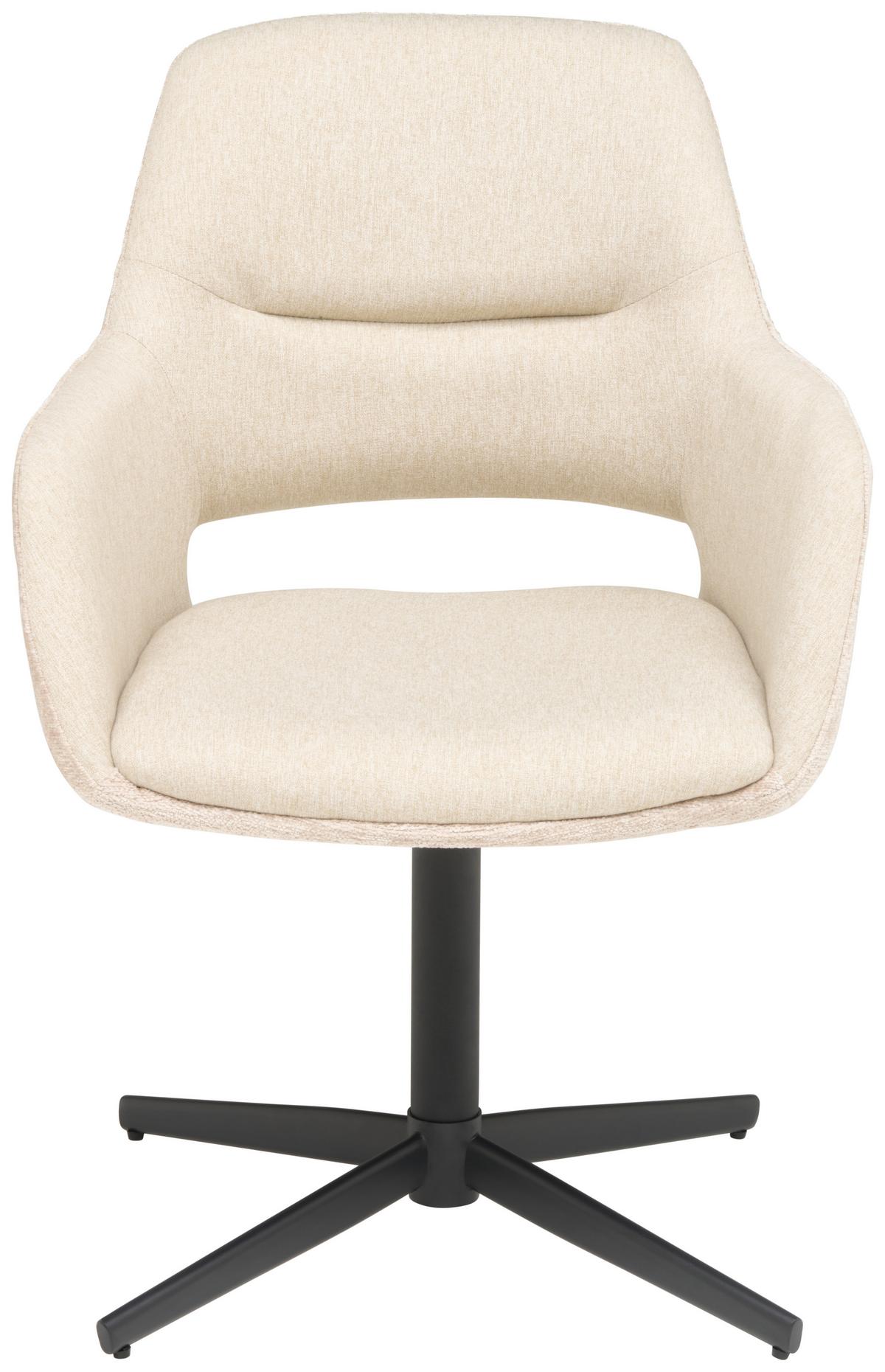 Armlehnstuhl Kaan Chenille Beige, B: 61 Cm - Beige/Schwarz, KONVENTIONELL, Textil/Metall (61/85/63cm) - MID.YOU