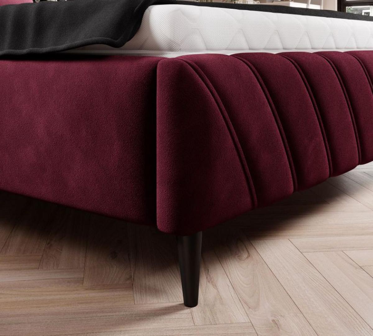 Posteľ Melli s roštom a úložným priestorom 180x200cm - čierna/bordová, Design, drevo/textil (180/200cm)