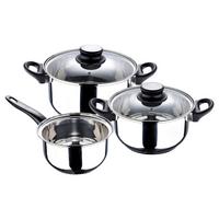 Kochtopfset Palma 5-teilig Edelstahl Kunststoff - Edelstahlfarben/Transparent, Basics, Glas/Kunststoff (16/18/20cm)