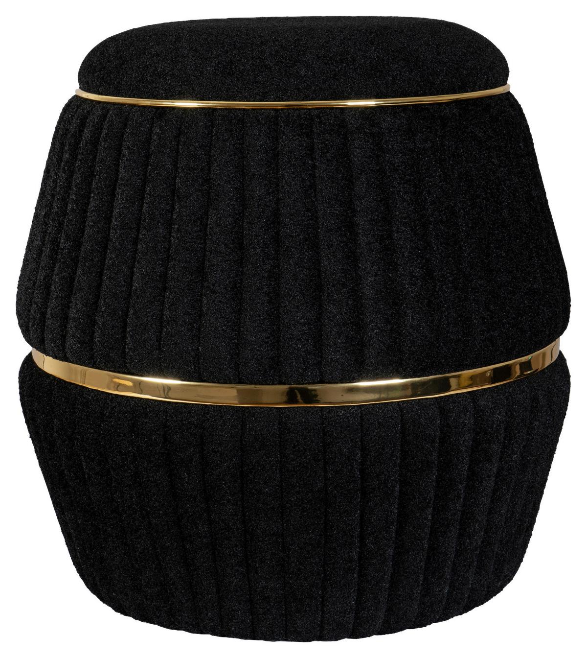 Hocker Doric 235 Schwarz/Gold D: 51,5 cm - Goldfarben/Schwarz, Design, Textil (51,5/53cm) - Kayoom