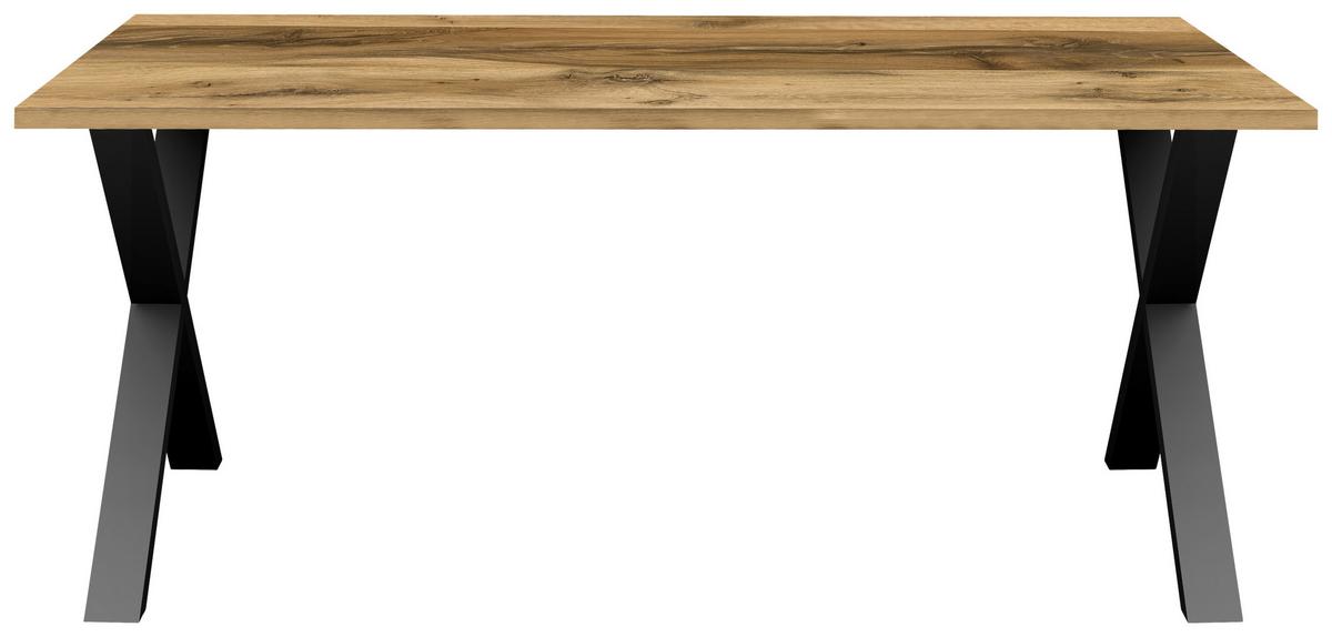 Esstisch Alex Schwarz, Plankeneiche - Plankeneiche/Schwarz, MODERN, Holzwerkstoff/Metall (180/90/78cm) - Livetastic