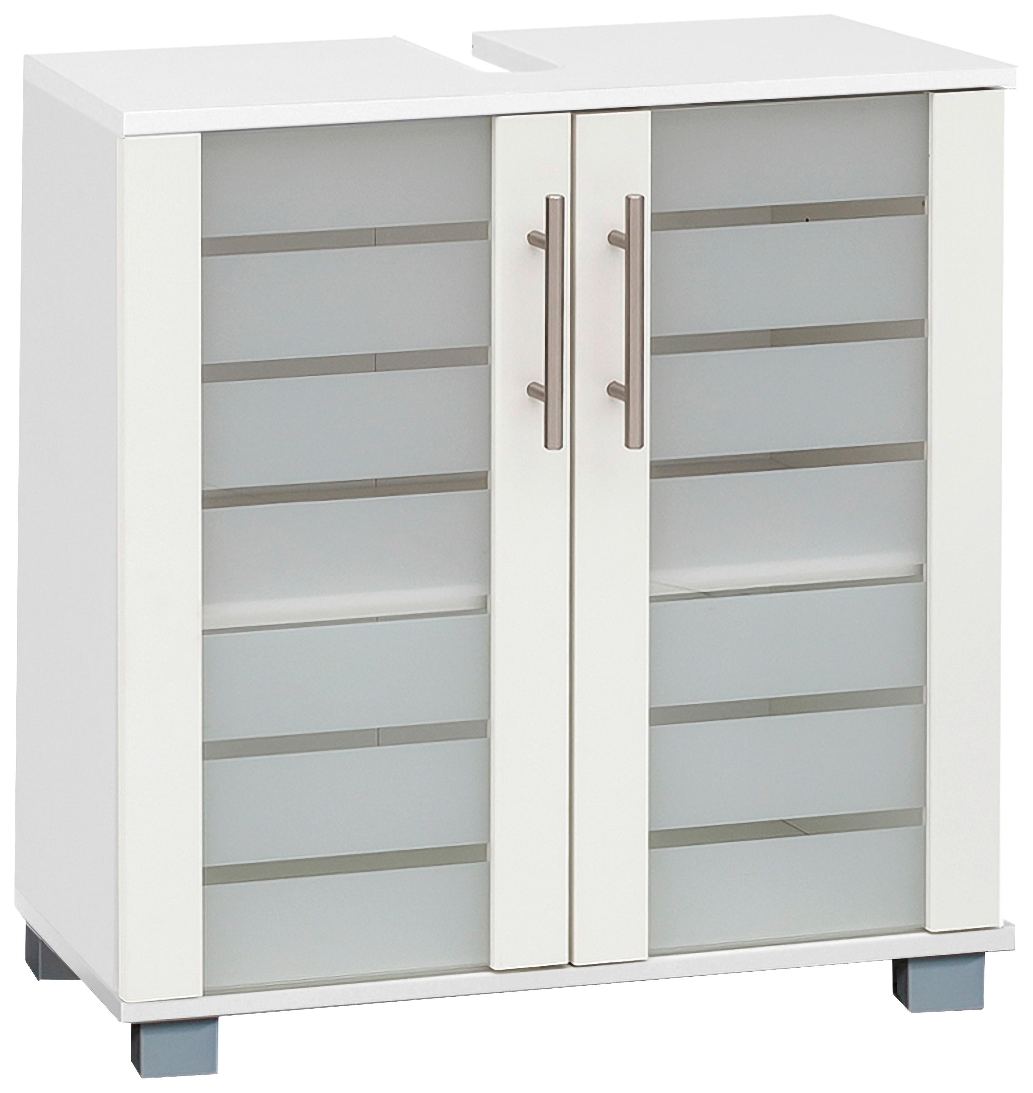 Waschbeckenunterschrank Niko Weiß B: 59,8cm - Silberfarben/Weiß, MODERN, Glas/Holzwerkstoff (59,8/62,4/32,6cm) - MID.YOU