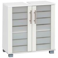 Waschbeckenunterschrank Niko Weiß B: 59,8cm - Silberfarben/Weiß, MODERN, Glas/Holzwerkstoff (59,8/62,4/32,6cm) - MID.YOU