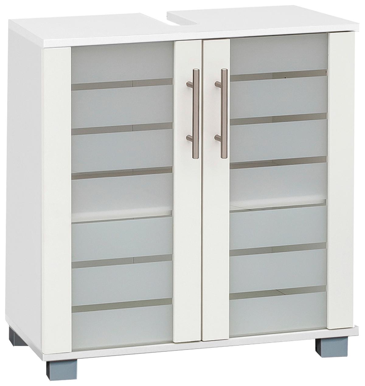 Waschbeckenunterschrank Niko Weiß B: 59,8cm - Silberfarben/Weiß, MODERN, Glas/Holzwerkstoff (59,8/62,4/32,6cm) - MID.YOU