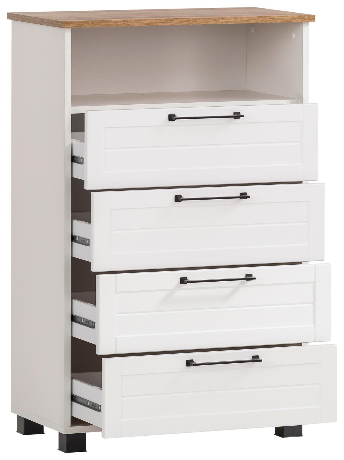 Highboard Jelda Highboard - Eichefarben/Schwarz, Holzwerkstoff (62,4/102/34,1cm) - MID.YOU
