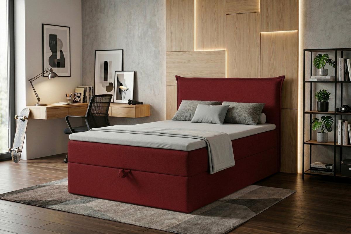 Boxspringbett Jolly 2 120x200 Rot - Rot/Schwarz, MODERN, Holzwerkstoff/Textil (120/200cm)