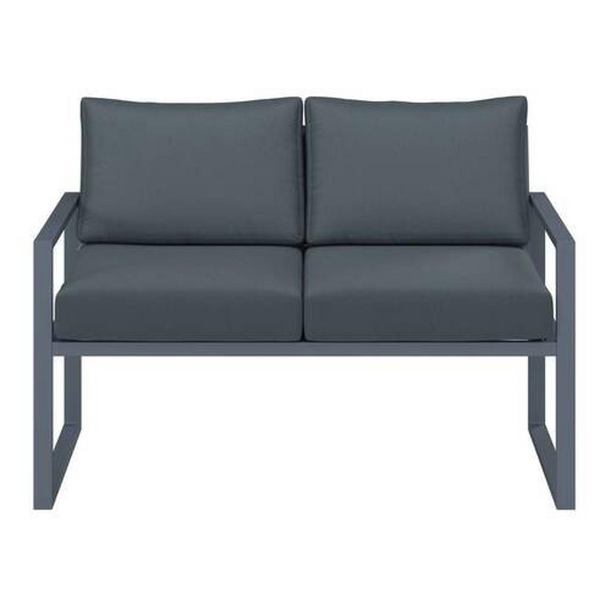 Loungegarnitur Prag - Dunkelgrau/Schwarz, MODERN, Glas/Textil - Beldano