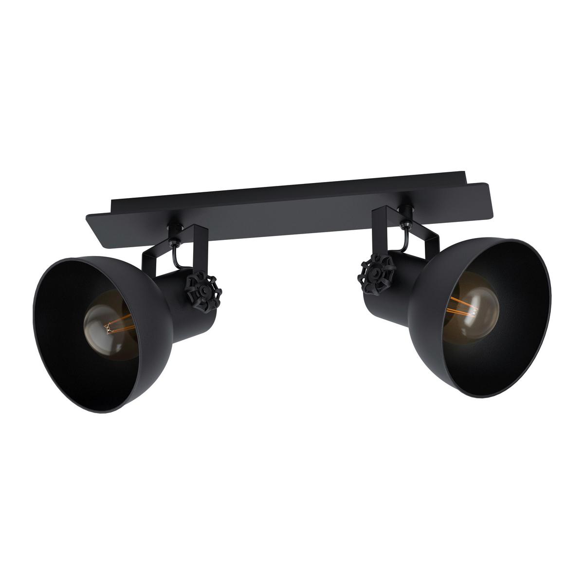 Strahler Barnstaple 2-flammig Verstellbar L: 47,5 Cm - Schwarz, Basics, Holz/Metall (47,5/9,0cm) - Eglo
