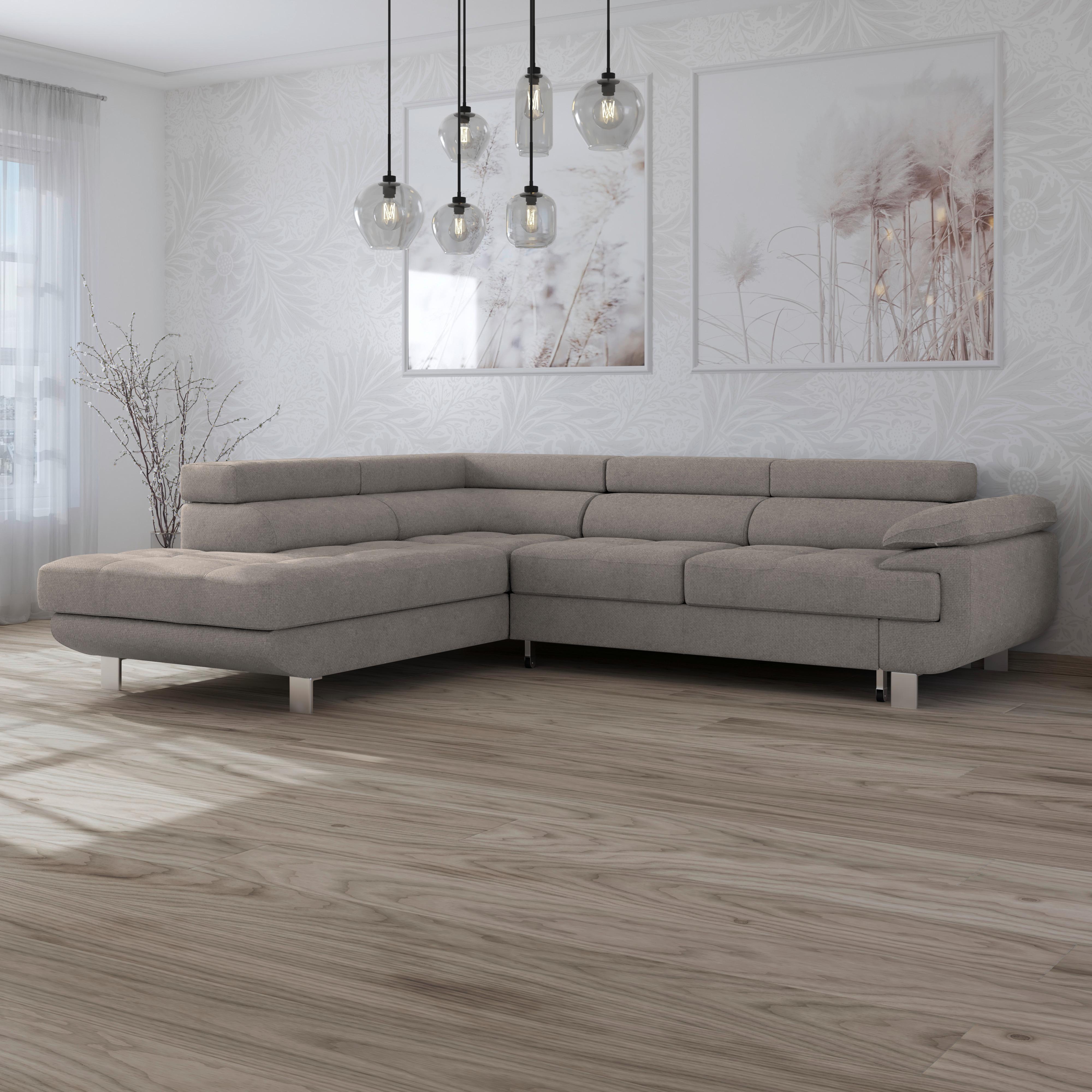 Ecksofa Savona - Graubraun, MODERN, Textil (230/270cm) - Ondega