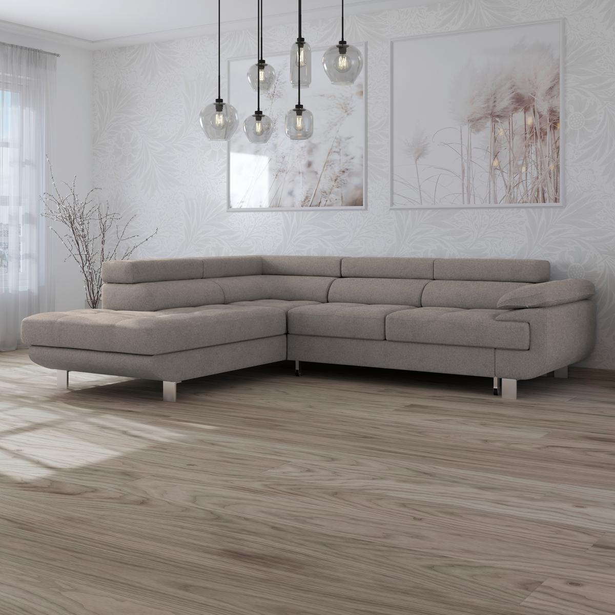 Ecksofa Savona - Graubraun, MODERN, Textil (230/270cm) - Ondega