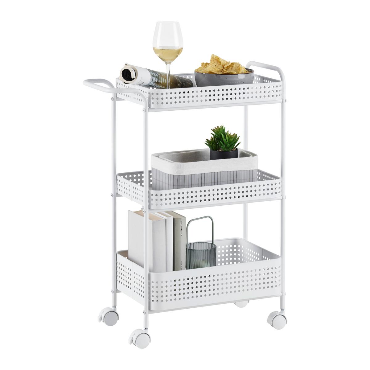 UNIVERZÁLNÍ VOZÍK ANCONA - bílá, Moderní, kov/plast (52/72/28cm) - Mömax