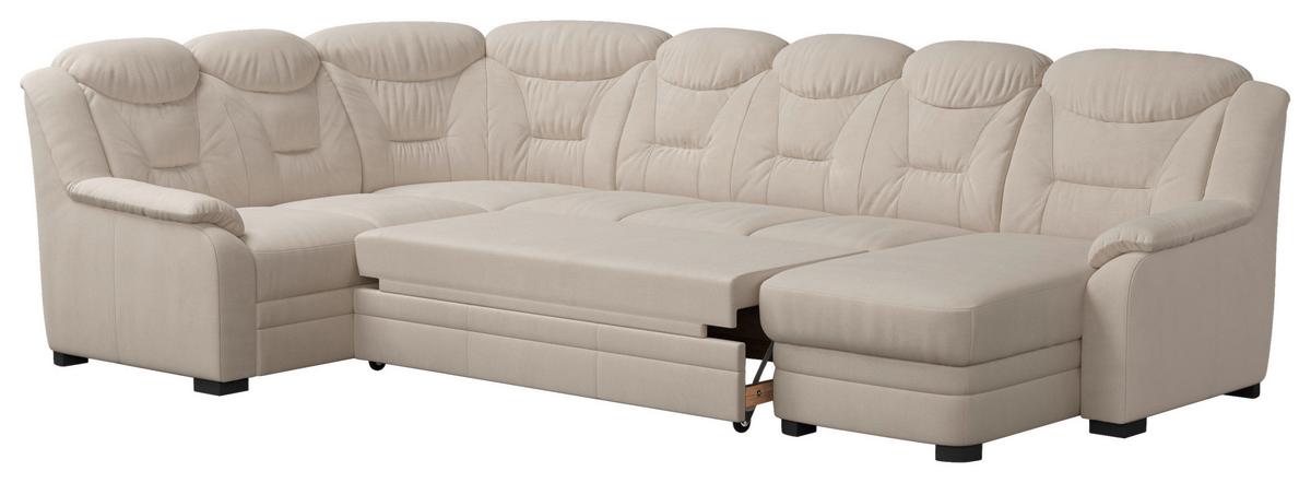 Wohnlandschaft Marcus Beige inkl. Bettkasten - Beige/Schwarz, Basics, Textil (211/330/162cm) - MID.YOU