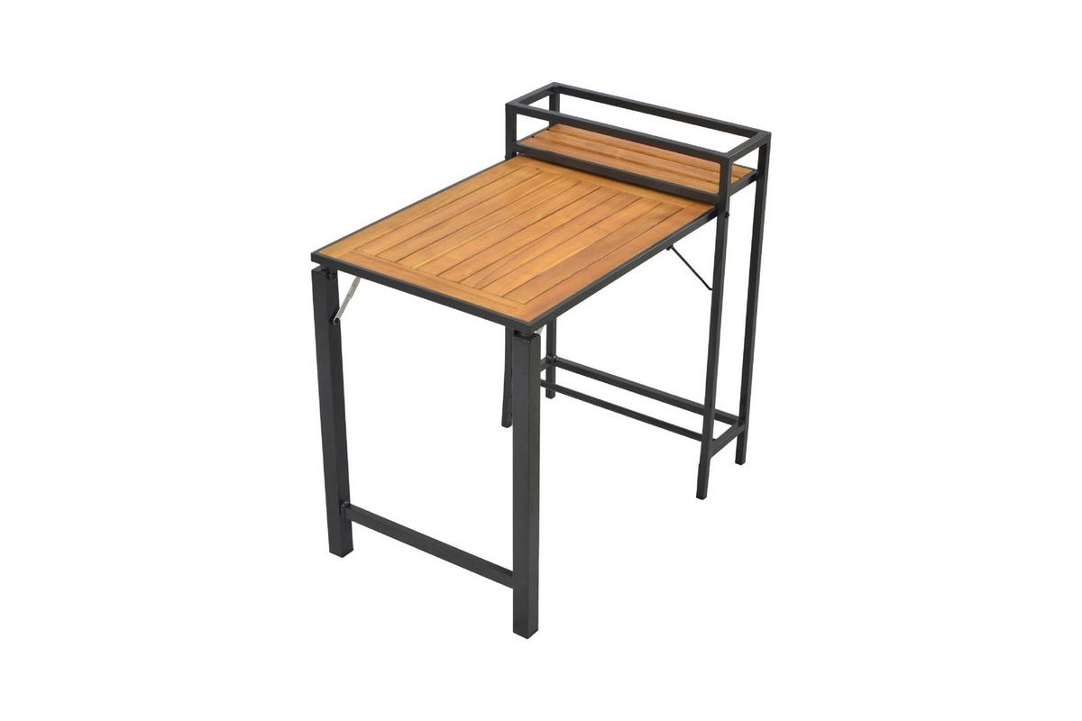 Balkontisch Klappbar Santorin Akazienholz/Metall L 73 cm - Graphitfarben/Naturfarben, MODERN, Holz/Metall (55/75/73cm) - Gardenson