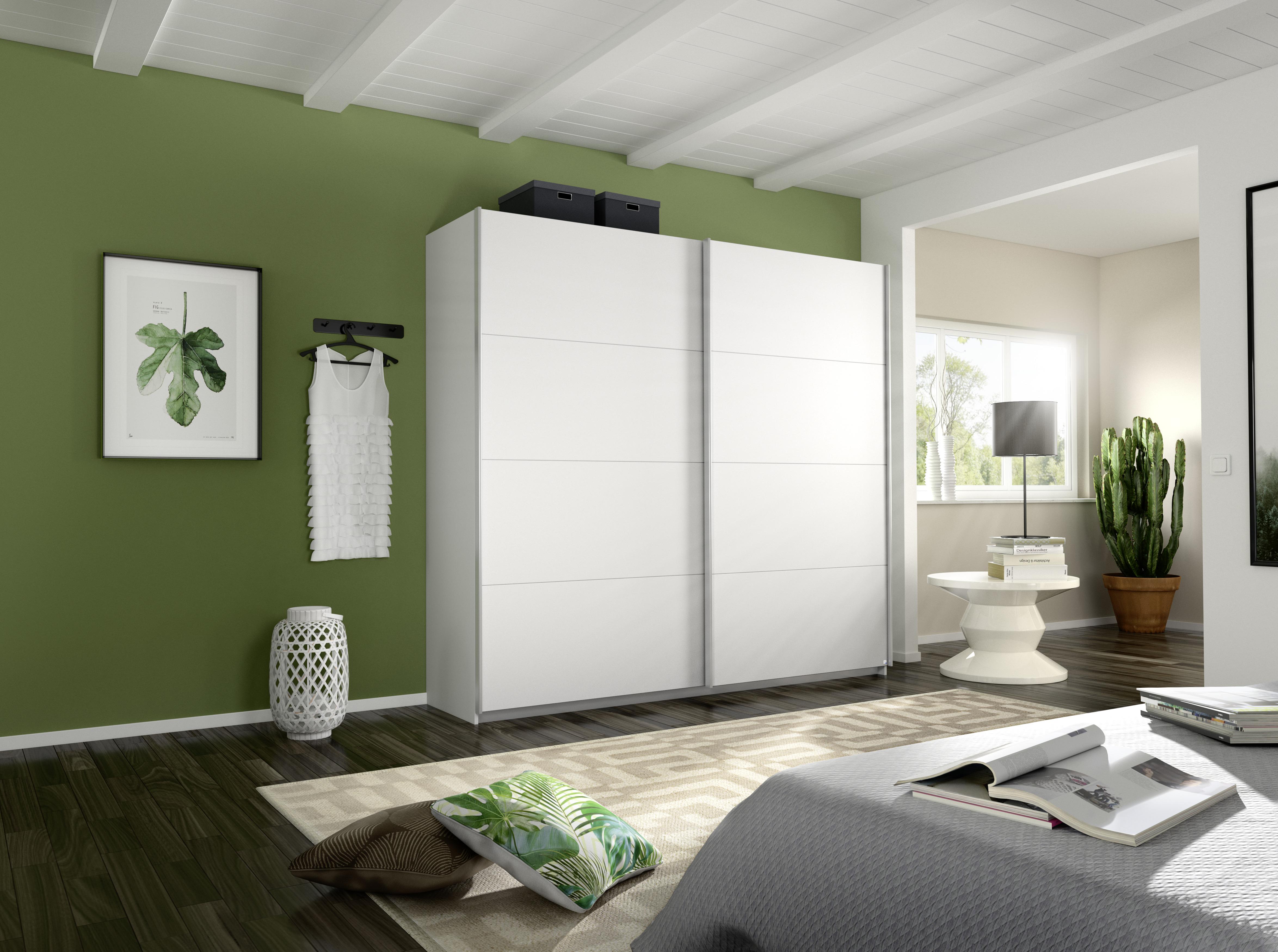 Schwebetürenschrank 226cm Belluno, Weiß Dekor - Weiß, MODERN, Holzwerkstoff (226/230/62cm) - Rauch Möbel