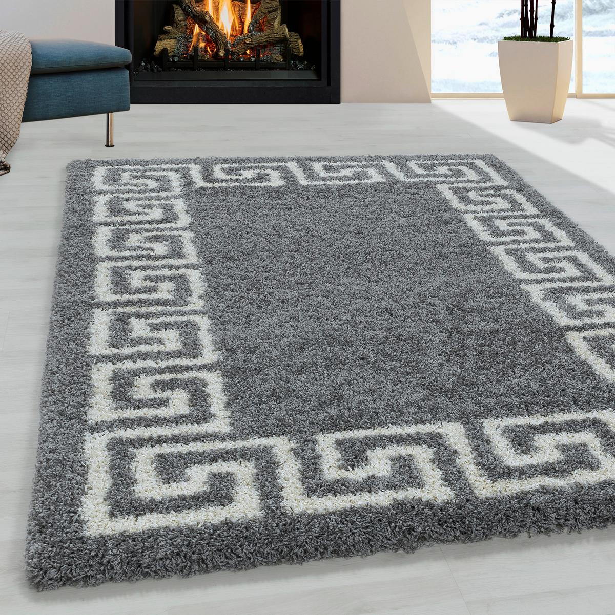 Hochflor Teppich Grau Naturfaser Hera 240x340 cm - Grau, Design, Textil (240/340cm)
