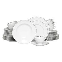 Kombiservice Maria Theresia Weiß, Platinfarben L: 44 cm - Platinfarben/Weiß, Basics, Keramik (44/28/33cm) - Creatable