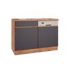 Spülenschrank Mit Spüle Turin B: 120cm Grau/Wotaneiche Dekor - Eiche Wotan/Grau, Design, Holzwerkstoff (120/86/60cm) - Held