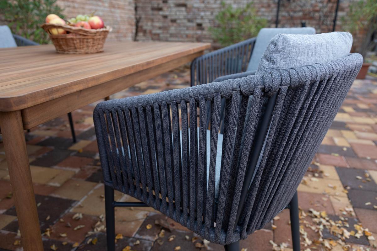 Gartenstuhl Stapelbar Manhatten Aluminium - Dunkelgrau/Anthrazit, MODERN, Textil/Metall (61/81/61cm) - Acamp