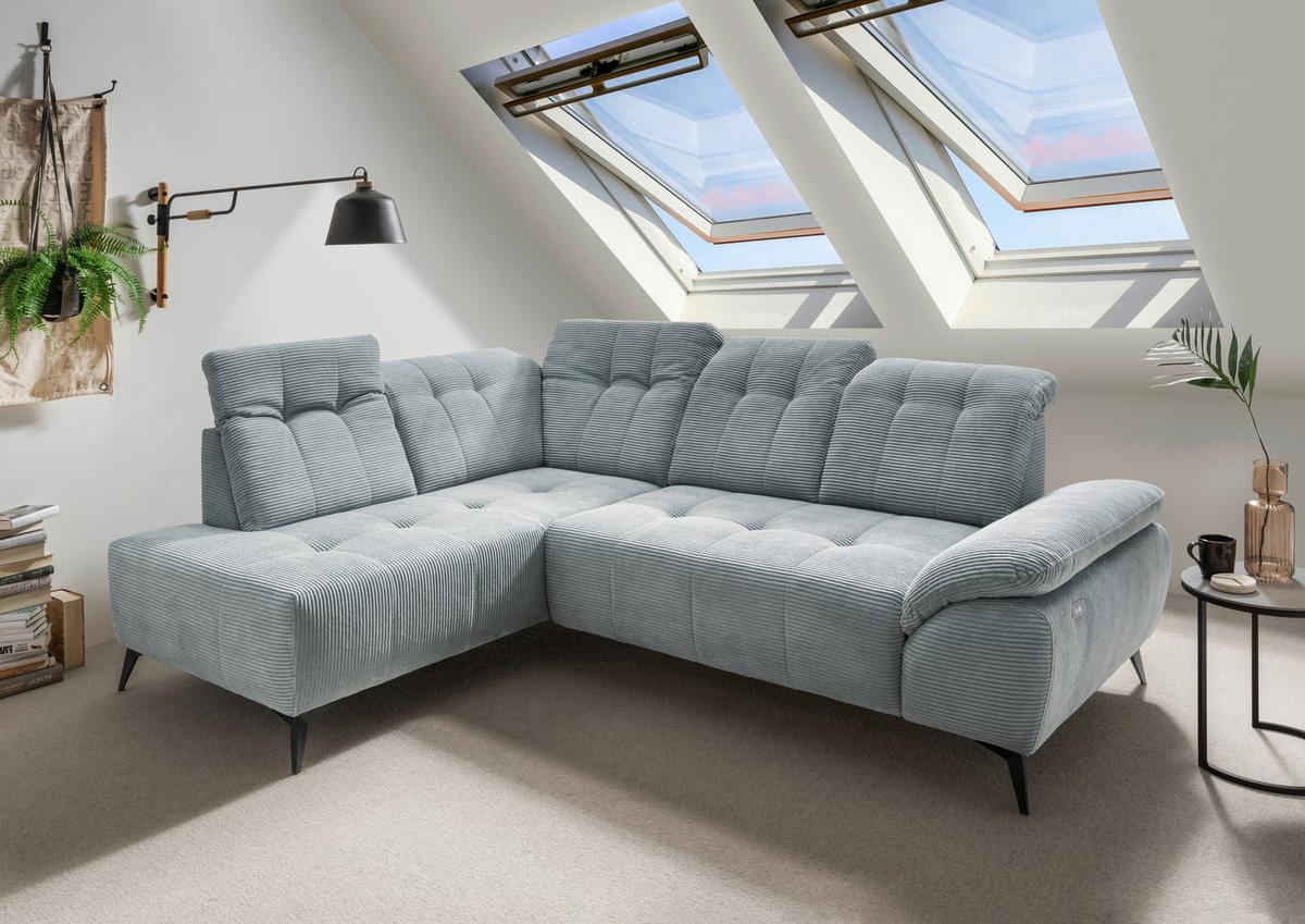 Ecksofa Fiore, Hellblau S: 200x272 cm - Schwarz/Hellblau, MODERN, Textil (200/272cm) - Livetastic