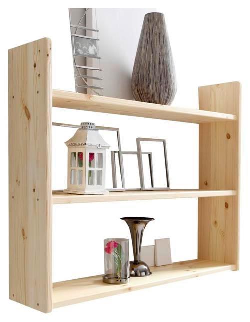 Wandregal Mona B: 90 cm Kiefer Echtholz Massiv 2 Fächer