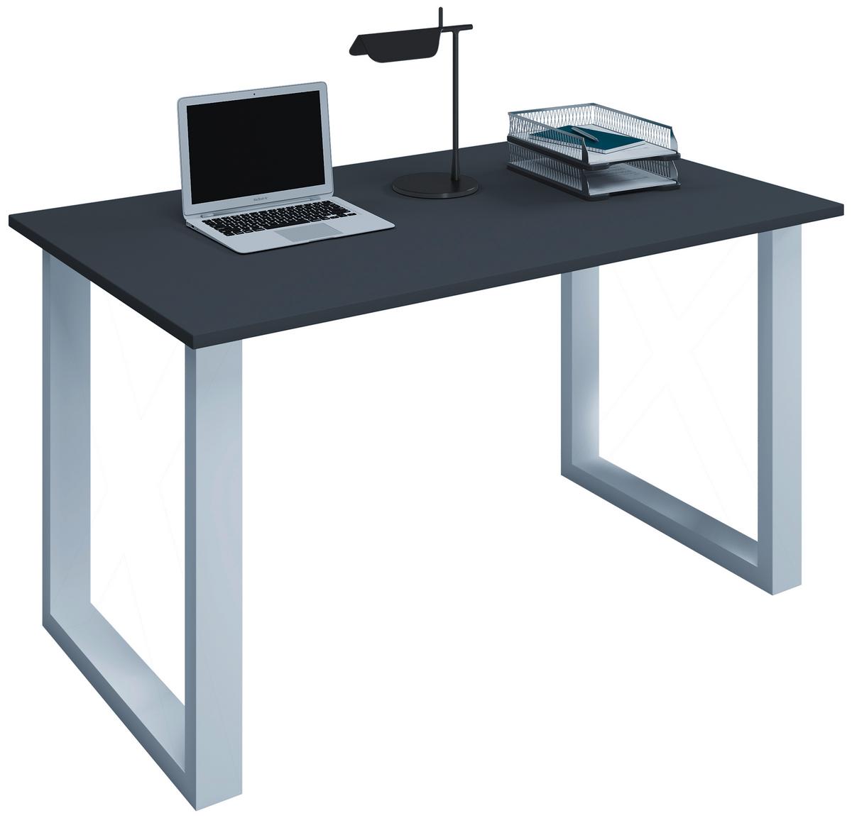 Schreibtisch Lona Anthrazit/Silberfarben L:190cm - Anthrazit/Silberfarben, Design, Holzwerkstoff/Metall (190/130/76cm) - MID.YOU