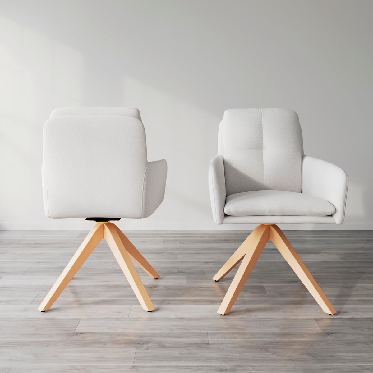 ŽIDLE S PODRUČKAMI FINJA - bílá/barvy buku, Moderní, kov/dřevo (59/97/63cm) - Bessagi Home