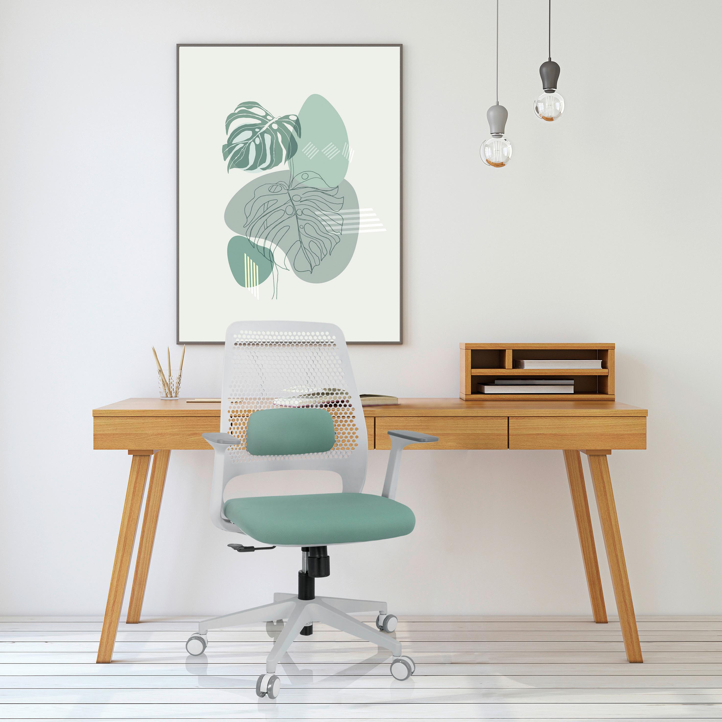 Bürostuhl Parferio Weiß/ Mintgrün Bis 110 Kg - Weiß/Mintgrün, Basics, Kunststoff/Textil (63/99/56cm) - MID.YOU