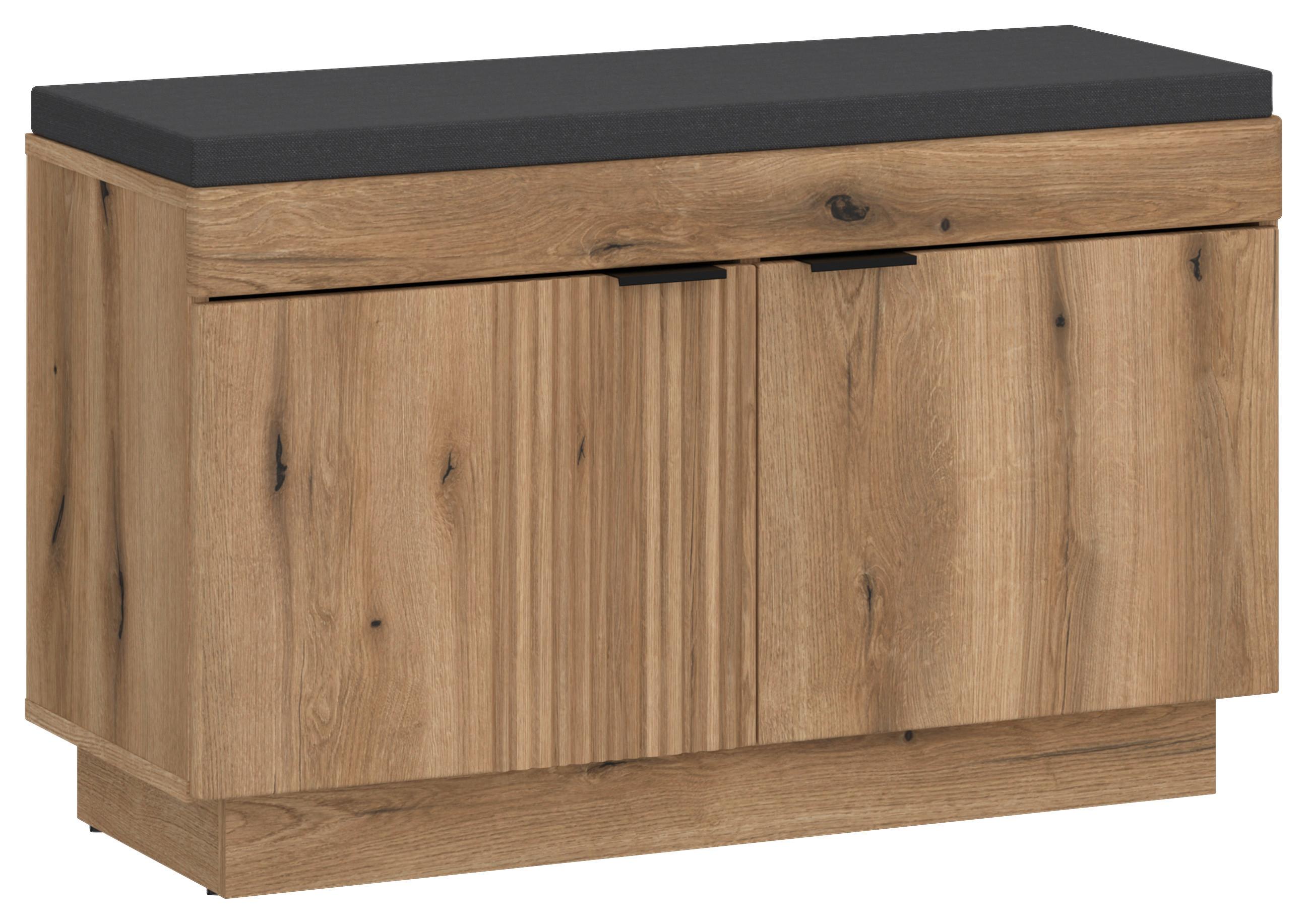 Garderobenbank Delamar Eichefarben Dekor B: 88,2 Cm - Eichefarben/Schwarz, Trend, Holzwerkstoff (88,2/57,5/39,6cm)