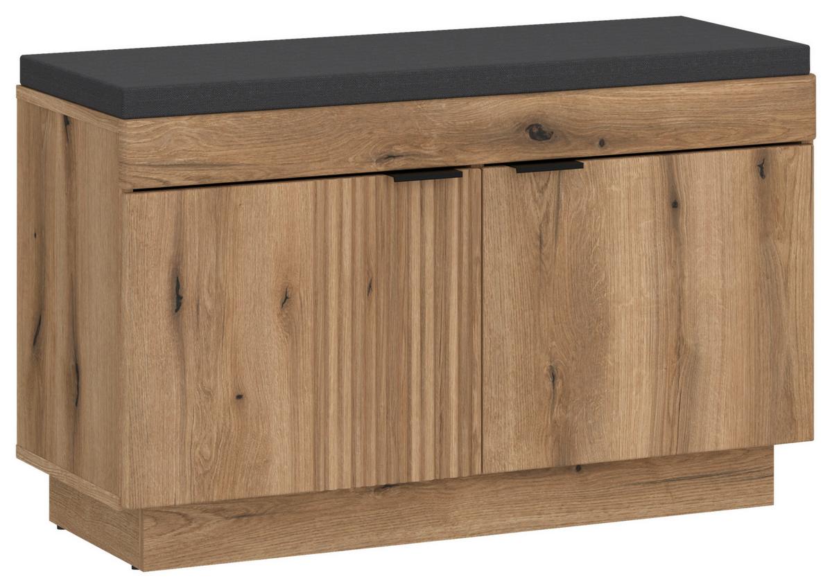 Garderobenbank Delamar Eichefarben Dekor B: 88,2 cm - Eichefarben/Schwarz, Trend, Holzwerkstoff (88,2/57,5/39,6cm)