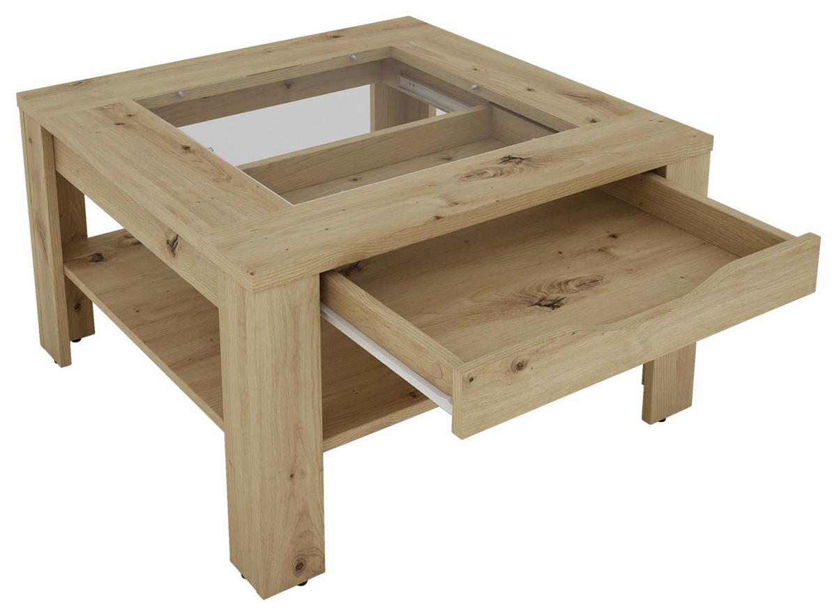 Couchtisch Ralph Eiche Artisan B: 67 Cm - Eiche Artisan, Design, Glas/Holzwerkstoff (67/43/67cm) - MID.YOU
