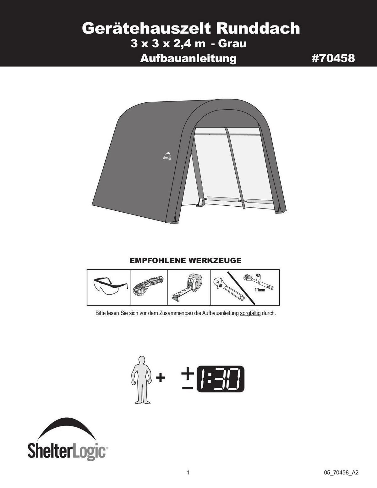 Zeltgarage Shed-In-A-Box 9m² Round Top - Grau, Basics, Kunststoff (300/240/300cm)