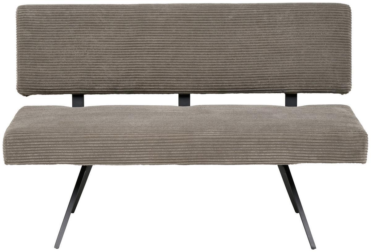 Sitzbank Chios mit Lehne Cord Dunkelgrau, B: 140 cm - Dunkelgrau/Schwarz, KONVENTIONELL, Textil/Metall (140/90/62cm) - MID.YOU