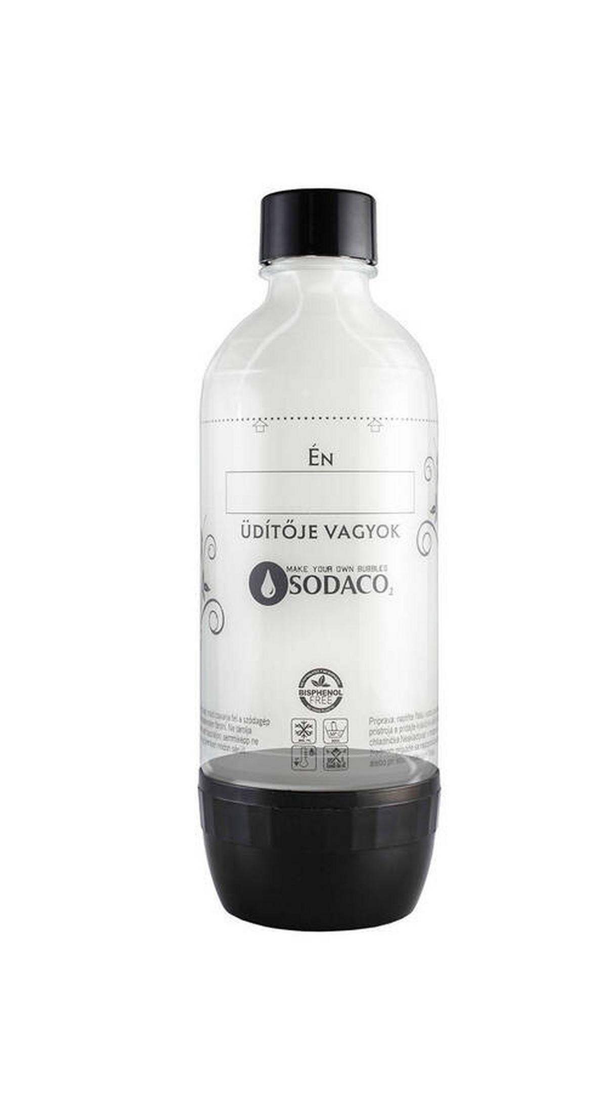 Szódagép-palack Szénsavasító Flakon - fekete, műanyag (8,5/25/8,5cm)