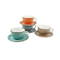 Kaffeeservice Keramik 280 Ml 4 Stk. Multicolor Handbemalt - Multicolor, Basics, Keramik (24,5/16/27,5cm) - Creatable