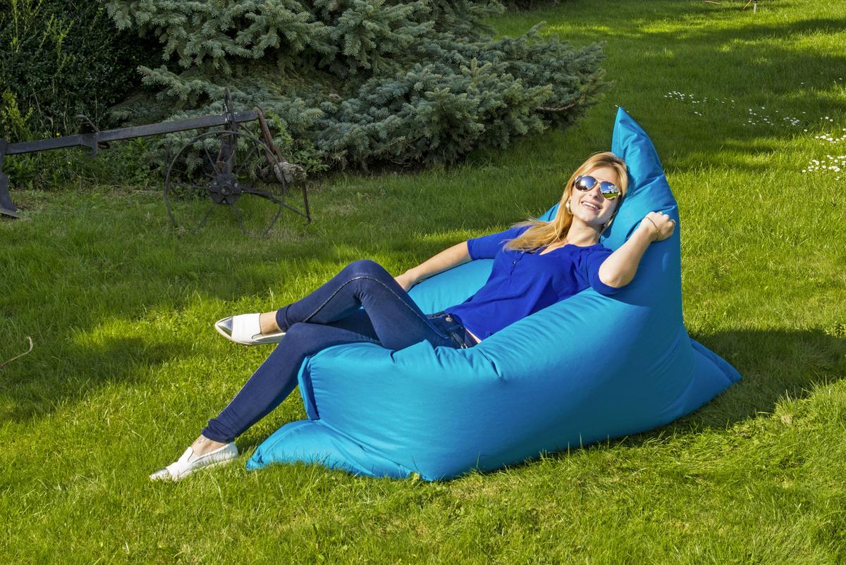 Sedací vak do exteriéru XL modrá 170x130 cm - bílá/modrá, Basics, textil (170/130/40cm) - Ondega
