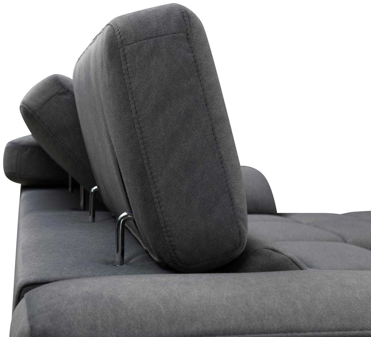Ecksofa mit Relaxfunktion Captain - Silberfarben/Grau, MODERN, Holz/Textil (294/182cm) - Livetastic